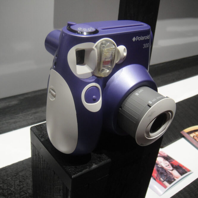 Polaroid PIC-300 review – front view of the retro instant camera at CES 2012