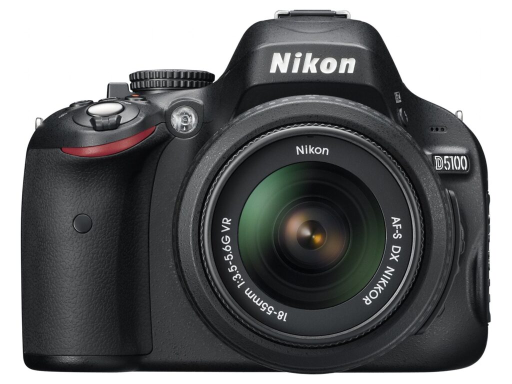 Nikon D5100 with 18-55mm kit lens – front view of legacy DSLR camera